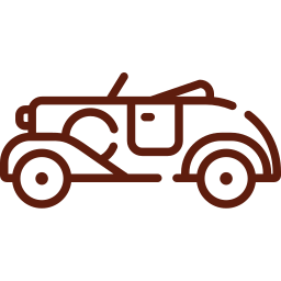 An icon depicting a vintage car