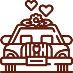 An icon depicting a classic wedding car